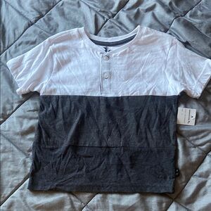 White and Black Colorblock T-Shirt